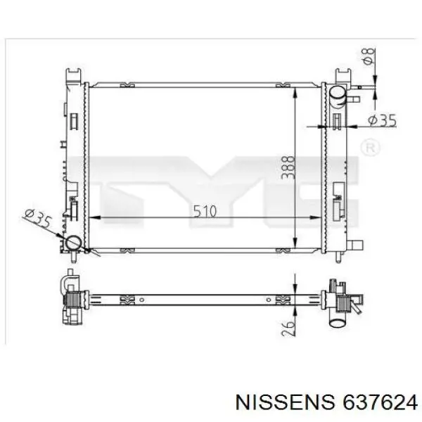 Radiador 637624 Nissens