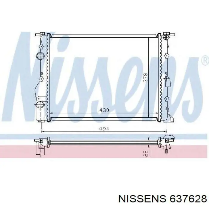 Água radiador Nissens 637628 precio, desde 77,91 EUR
