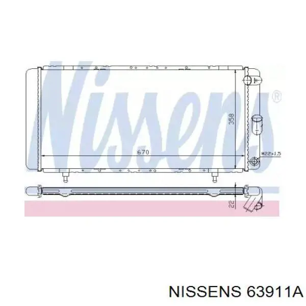 63911A Nissens radiador refrigeración del motor