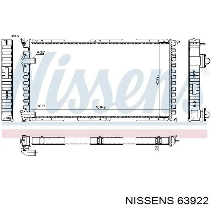 63922 Nissens radiador refrigeración del motor