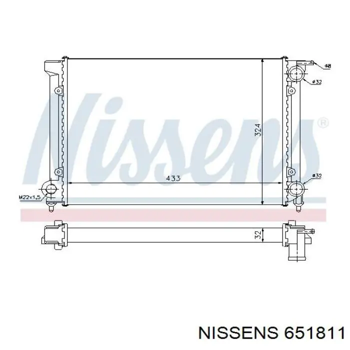 651811 Nissens radiador refrigeración del motor