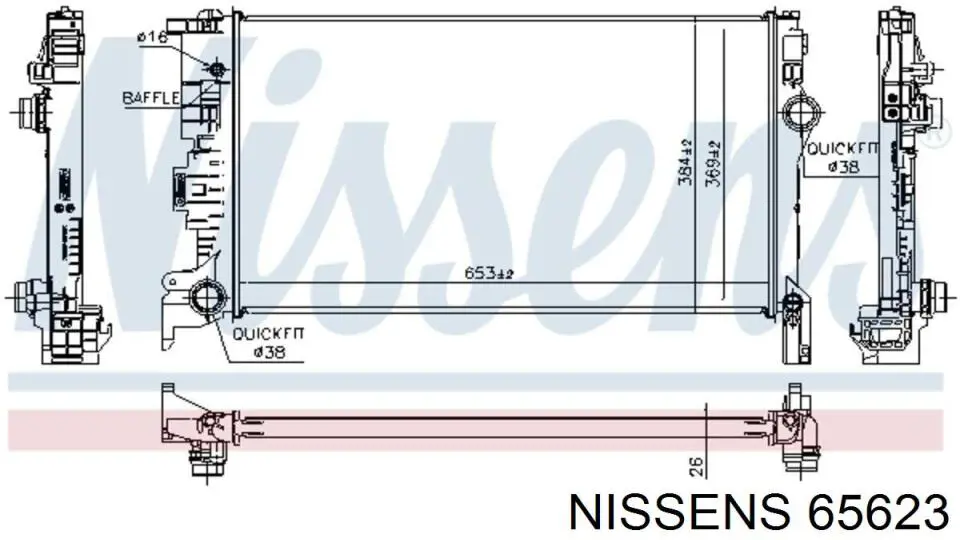 65623 Nissens radiador refrigeración del motor