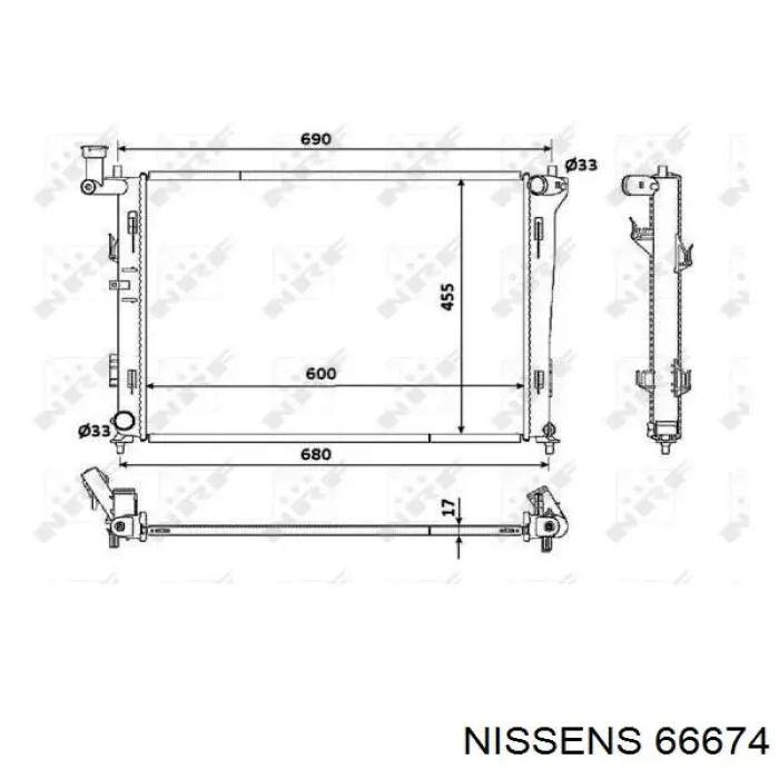 66674 Nissens radiador refrigeración del motor