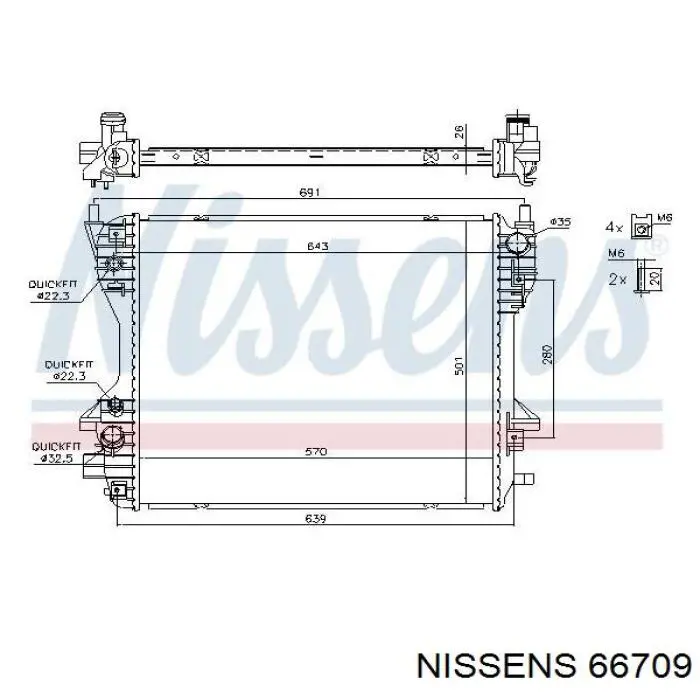 66709 Nissens radiador refrigeración del motor