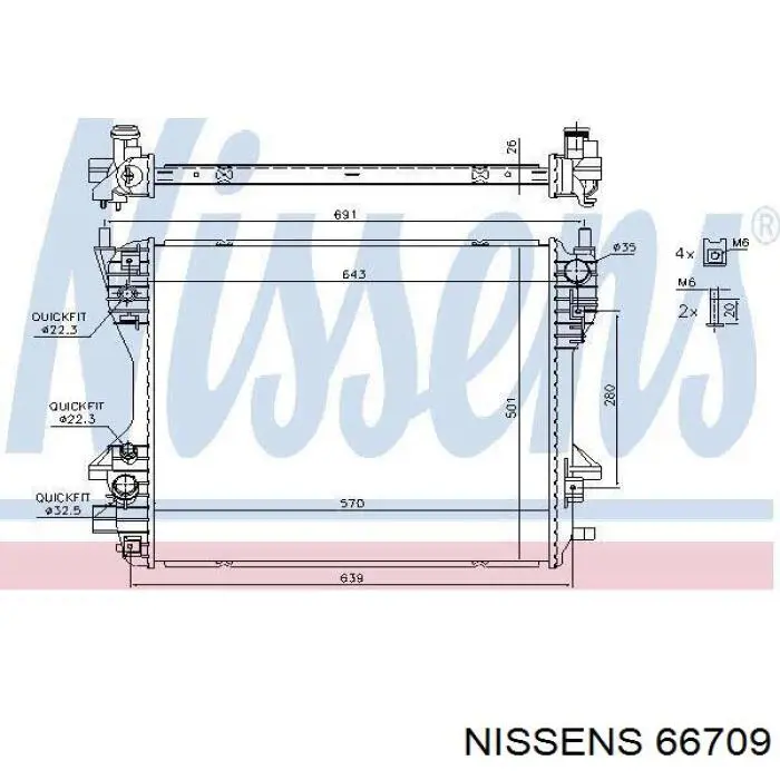 Radiador de água Nissens 66709