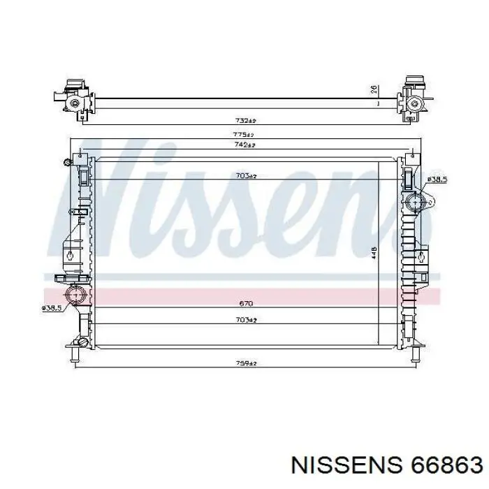 66863 Nissens radiador refrigeración del motor