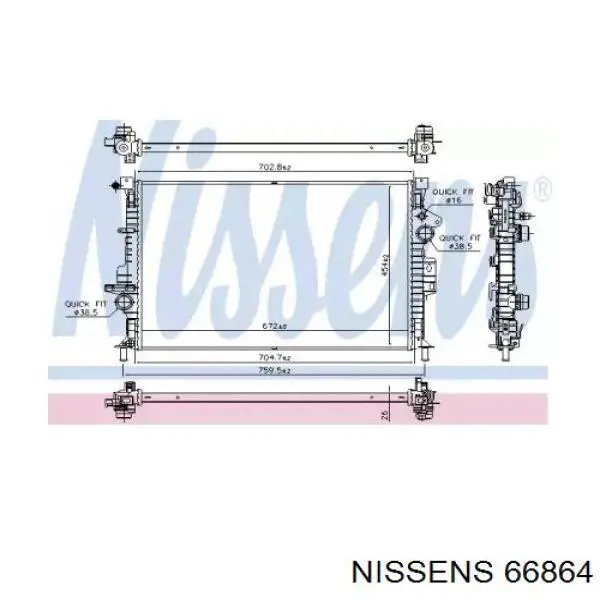 Radiador de água Nissens 66864