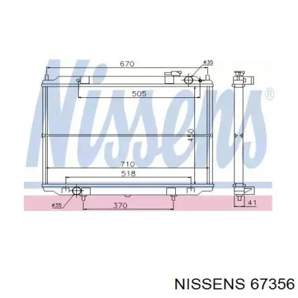 Água radiador Nissens 67356 precio, desde 138,09 EUR