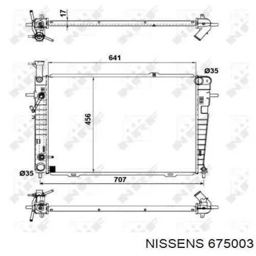 Radiador refrigeración del motor NISSENS 675003