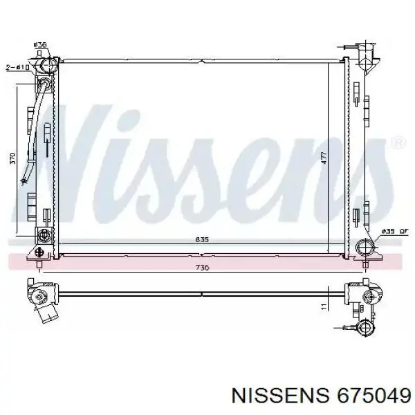Água radiador Nissens 675049 precio, desde 147,25 EUR