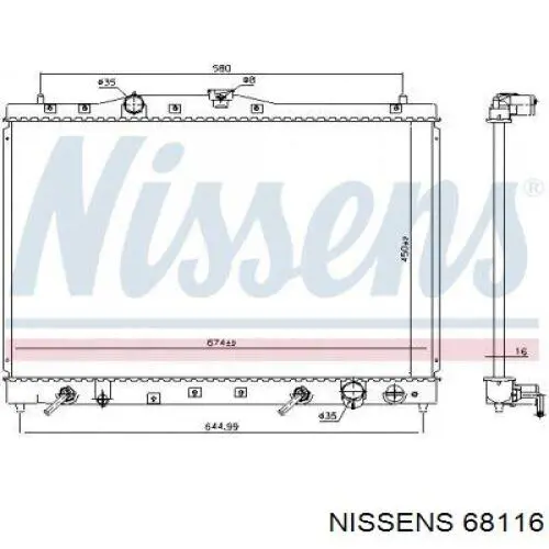 68116 Nissens radiador refrigeración del motor