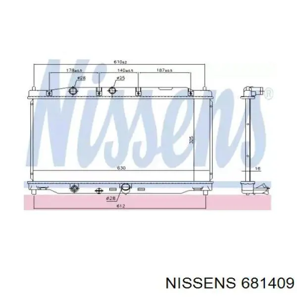 681409 Nissens radiador refrigeración del motor