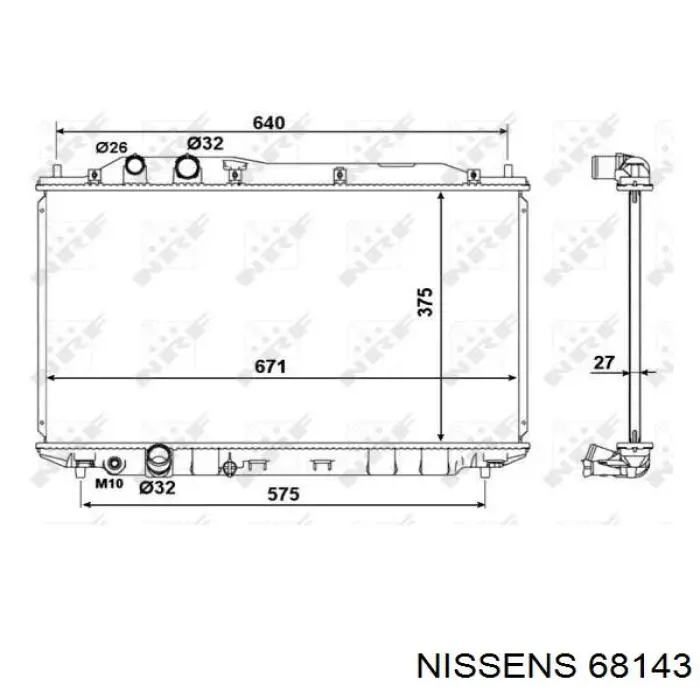 68143 Nissens radiador refrigeración del motor