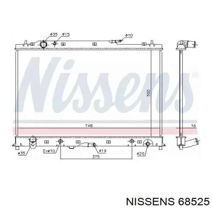 68525 Nissens radiador refrigeración del motor