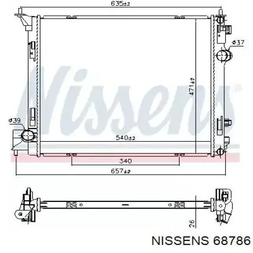 68786 Nissens radiador refrigeración del motor