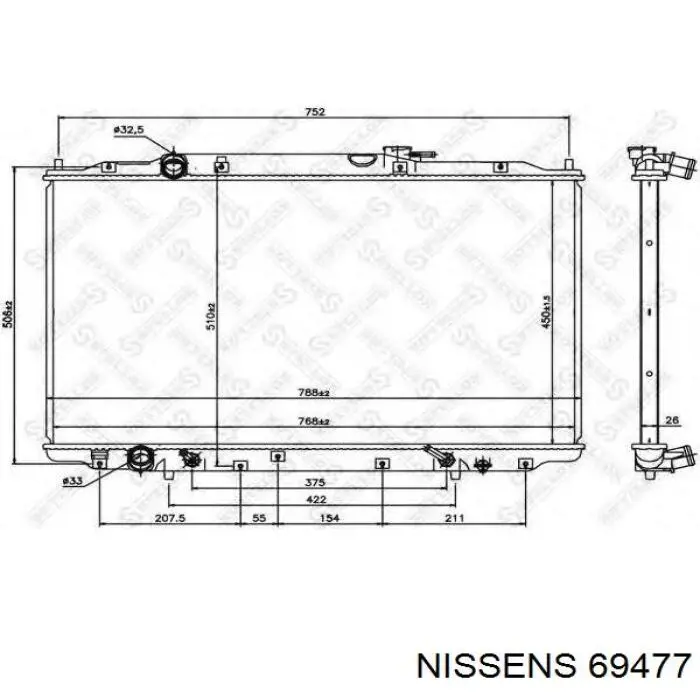 69477 Nissens radiador refrigeración del motor