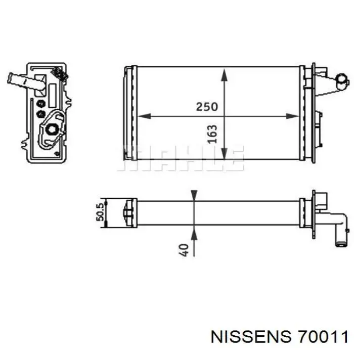 70011 Nissens radiador de calefacción