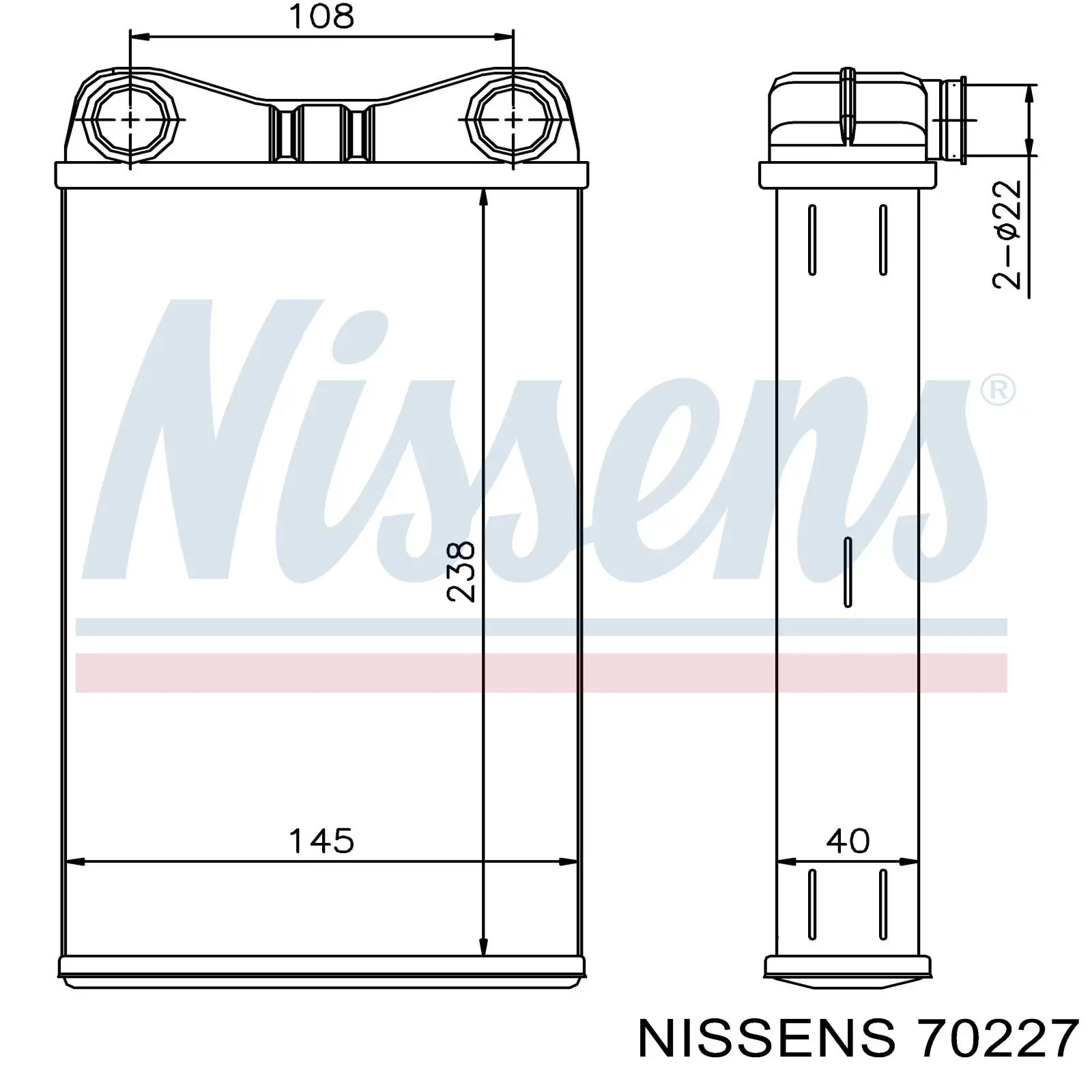 Radiador calefacción 70227 Nissens