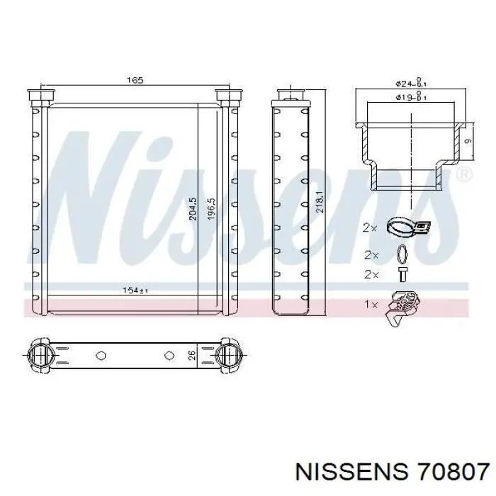 Radiador calefacción 70807 Nissens