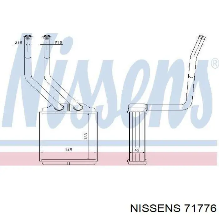 71776 Nissens radiador de calefacción trasero