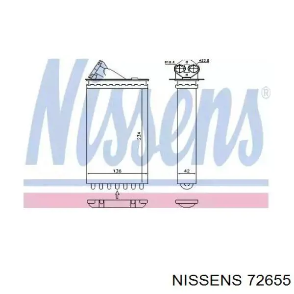 Radiador de calefacción Nissens 72655 precio, desde 24,97 EUR