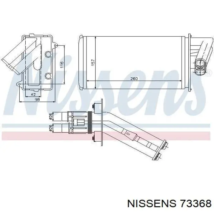 Radiador calefacción 73368 Nissens