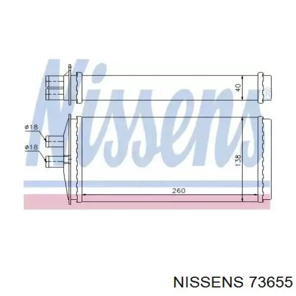 73655 Nissens radiador de calefacción