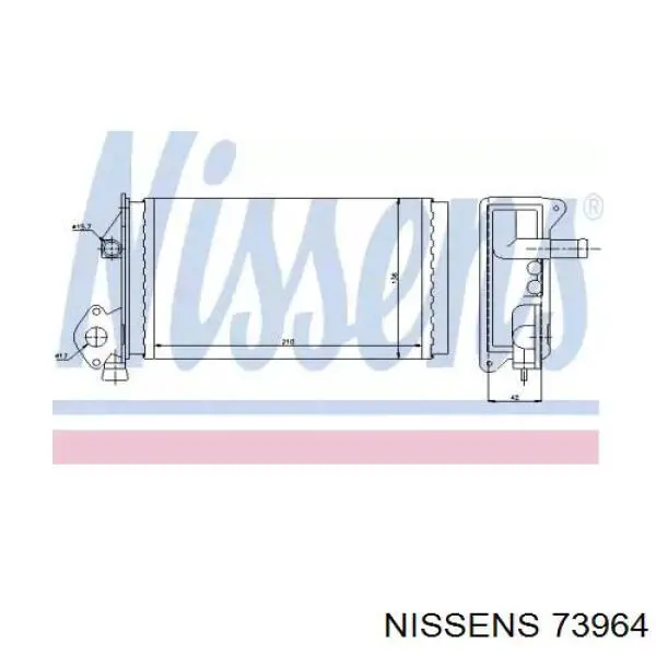 Radiador calefacción 73964 Nissens