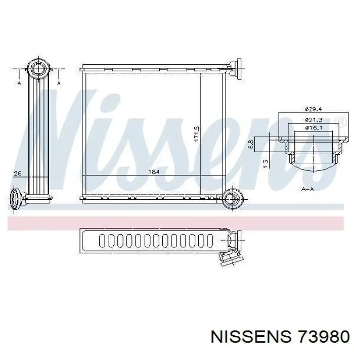 Radiador de calefacción Nissens 73980 precio, desde 70,78 EUR