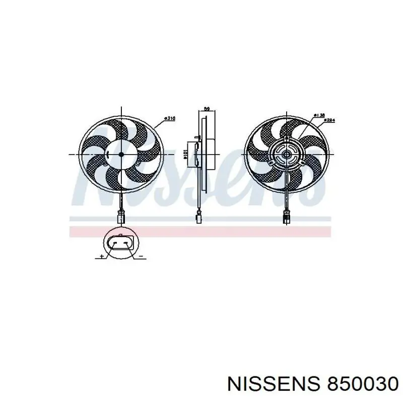 850030 Nissens ventilador (rodete +motor aire acondicionado con electromotor completo)