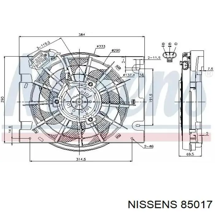 Ventilador, refrigeración motor Nissens 85017 precio, desde 125,87 EUR