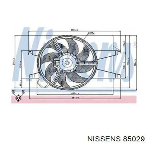 85029 Nissens difusor de radiador, ventilador de refrigeración, condensador del aire acondicionado, completo con motor y rodete