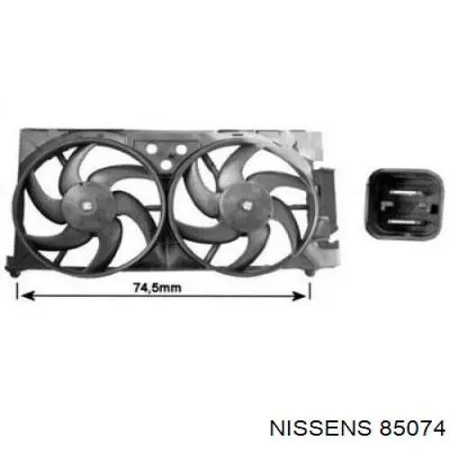 85074 Nissens difusor de radiador, ventilador de refrigeración, condensador del aire acondicionado, completo con motor y rodete