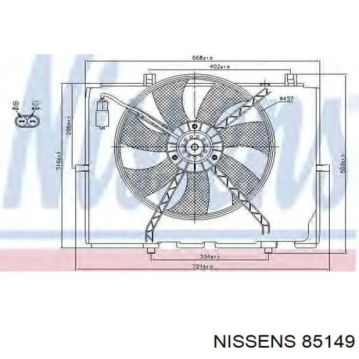 85149 Nissens difusor de radiador, aire acondicionado, completo con motor y rodete