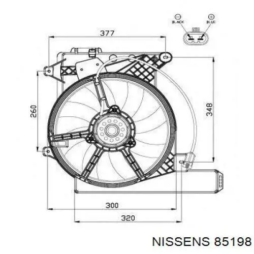 85198 Nissens difusor de radiador, ventilador de refrigeración, condensador del aire acondicionado, completo con motor y rodete