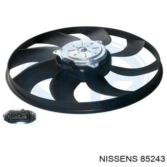 85243 Nissens difusor de radiador, ventilador de refrigeración, condensador del aire acondicionado, completo con motor y rodete