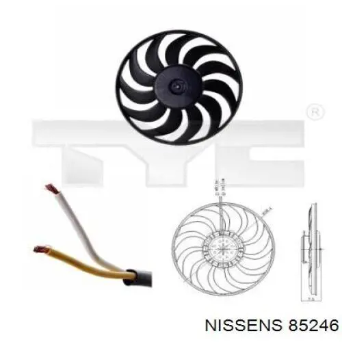 Ventilador eléctrico de refrigeración completo izquierdo (motor y hélice) 85246 Nissens