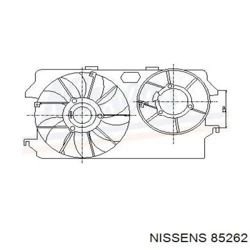 85262 Nissens difusor de radiador, ventilador de refrigeración, condensador del aire acondicionado, completo con motor y rodete