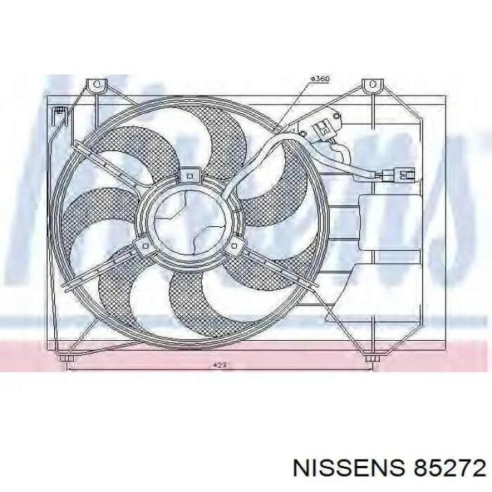 85272 Nissens difusor de radiador, ventilador de refrigeración, condensador del aire acondicionado, completo con motor y rodete