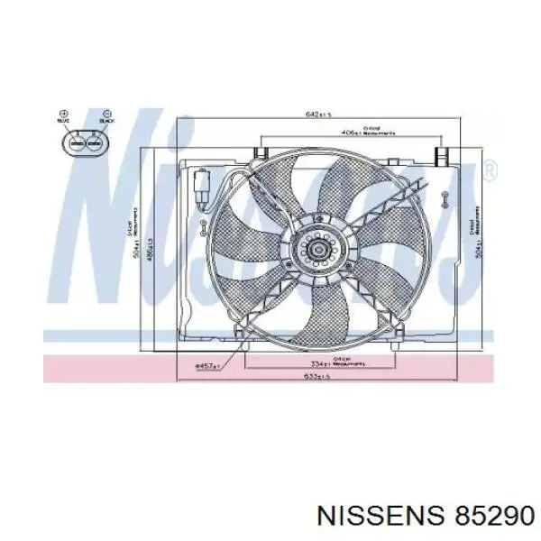 85290 Nissens difusor de radiador, ventilador de refrigeración, condensador del aire acondicionado, completo con motor y rodete