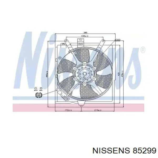 85299 Nissens difusor de radiador, ventilador de refrigeración, condensador del aire acondicionado, completo con motor y rodete