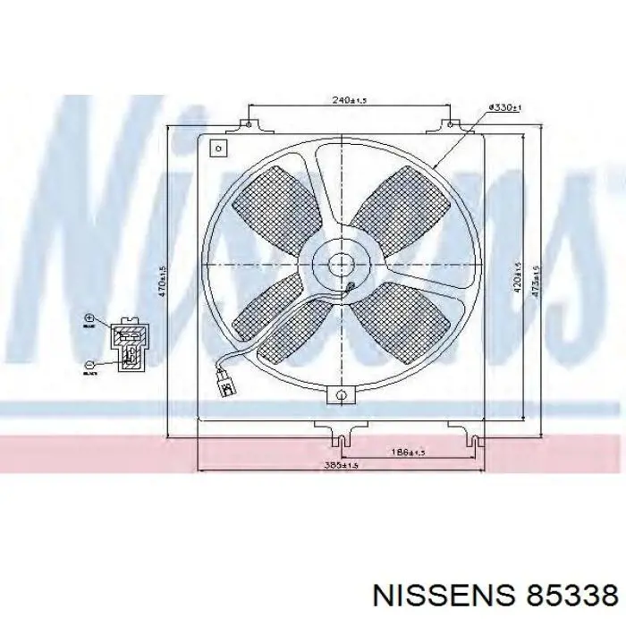 85338 Nissens difusor de radiador, ventilador de refrigeración, condensador del aire acondicionado, completo con motor y rodete