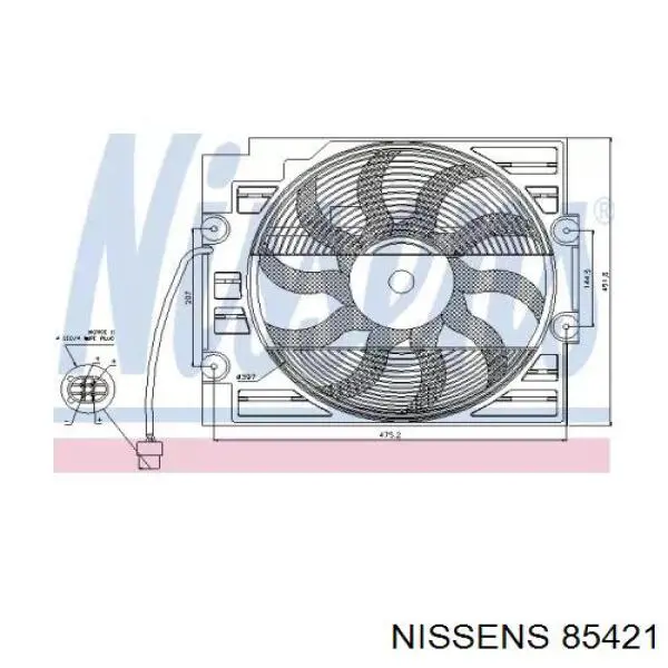 Difusor del radiador del aire acondicionado con ventilador y motor 85421 Nissens
