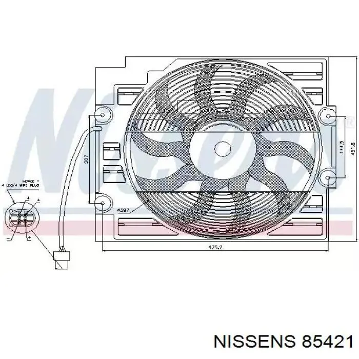85421 Nissens ventilador (rodete +motor aire acondicionado con electromotor completo)