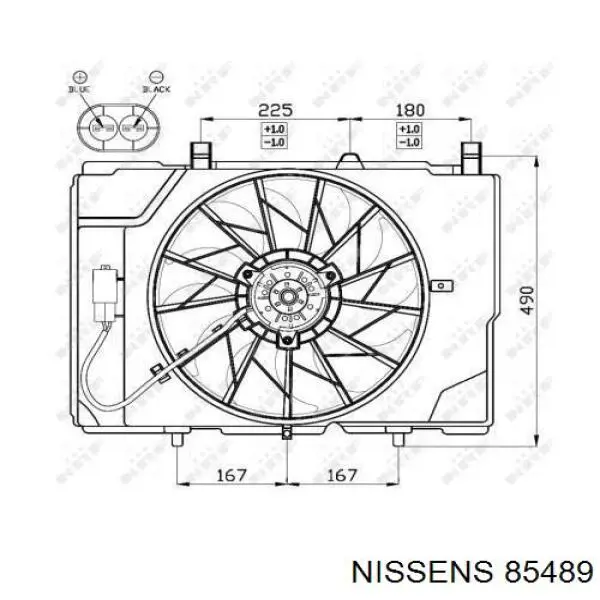 85489 Nissens difusor de radiador, ventilador de refrigeración, condensador del aire acondicionado, completo con motor y rodete