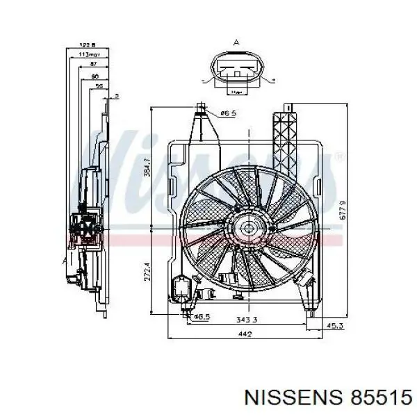 85515 Nissens difusor de radiador, ventilador de refrigeración, condensador del aire acondicionado, completo con motor y rodete