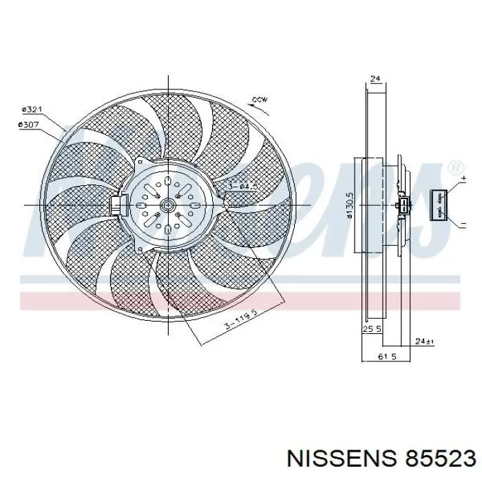 85523 Nissens difusor de radiador, ventilador de refrigeración, condensador del aire acondicionado, completo con motor y rodete