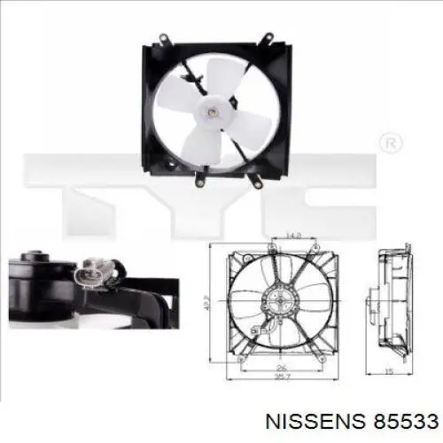 85533 Nissens difusor de radiador, aire acondicionado, completo con motor y rodete