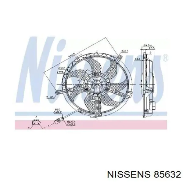85632 Nissens difusor de radiador, ventilador de refrigeración, condensador del aire acondicionado, completo con motor y rodete