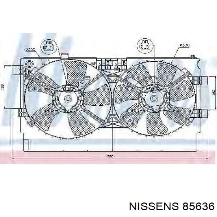 85636 Nissens difusor de radiador, ventilador de refrigeración, condensador del aire acondicionado, completo con motor y rodete